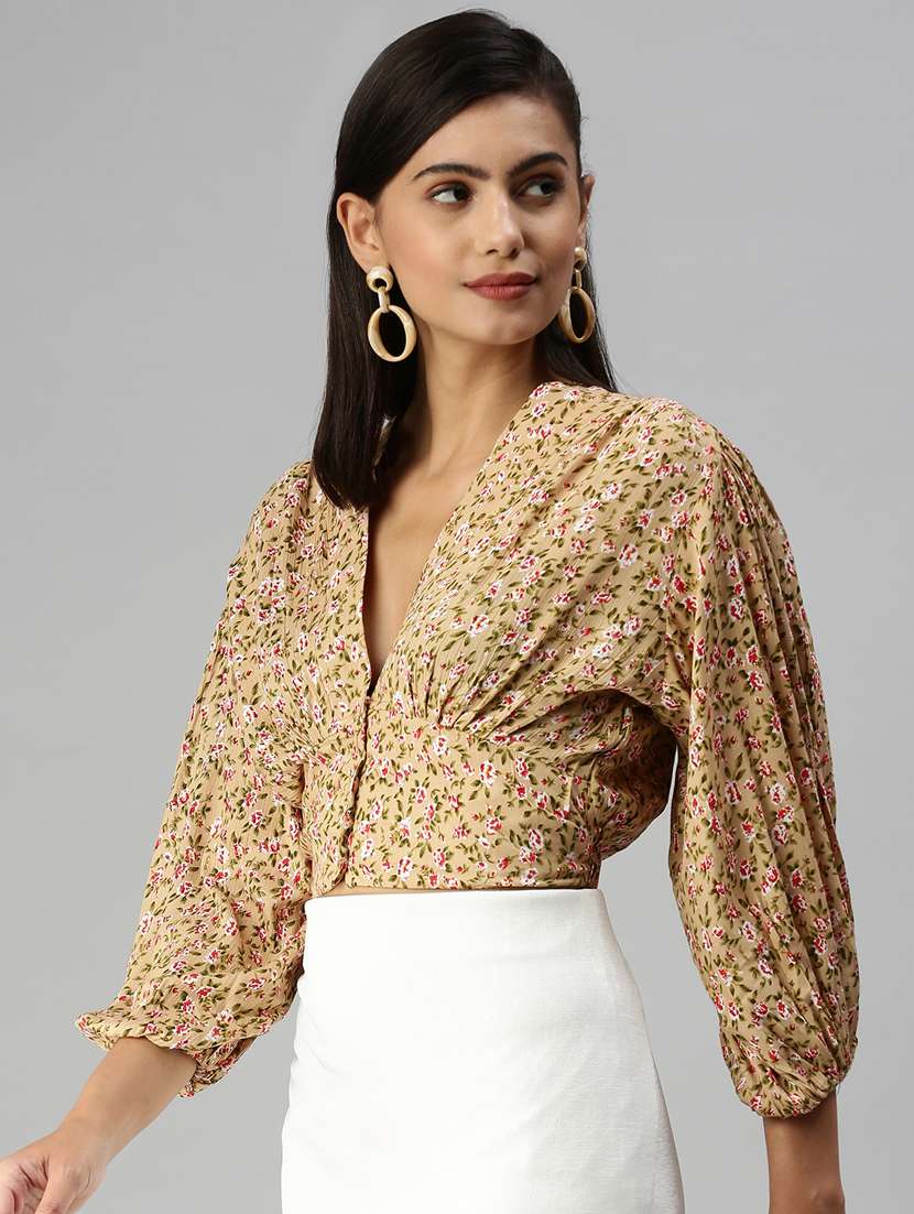 women's blouson v neck top - 18367729 -  Standard Image - 2