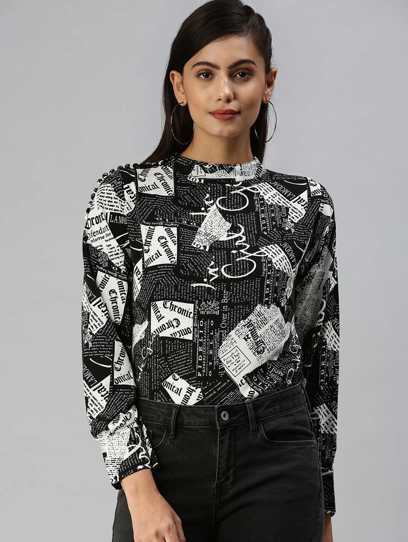 women printed mock top - 18367734 -  Zoom Image - 0
