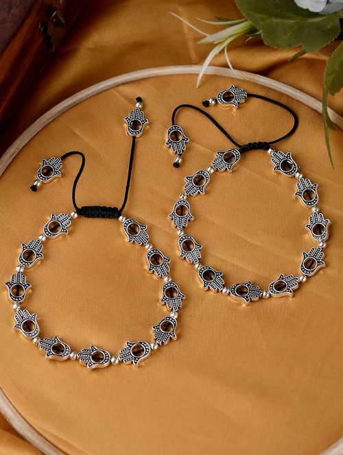 hamsa beaded black thread anklet - 18368091 - Standard Image - 0