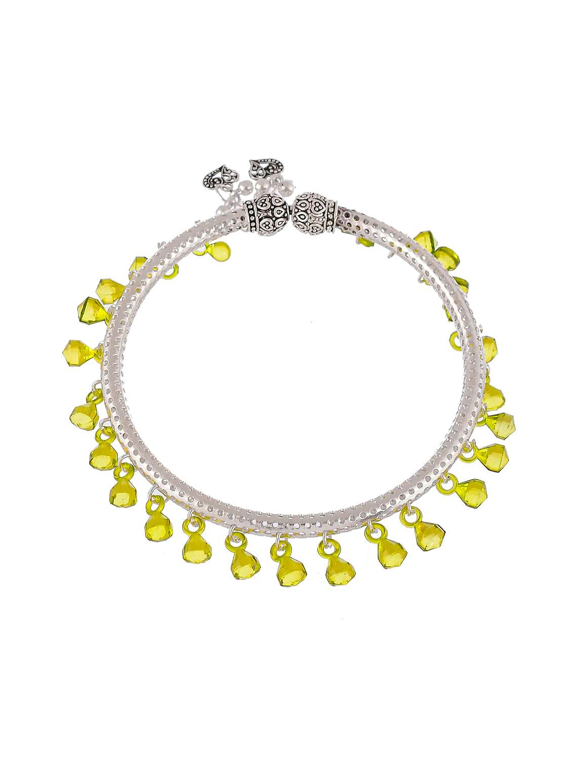 silver plated stone beads kada anklet - 18368966 -  Standard Image - 2