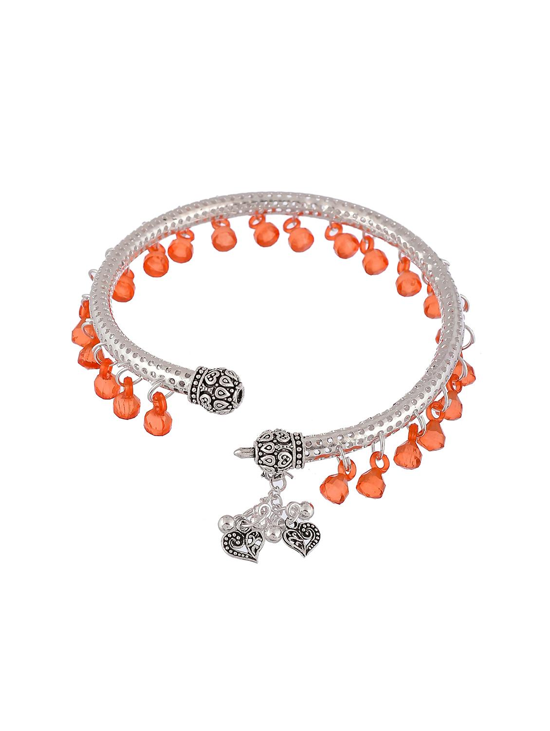 orange drop silver plated kada anklets - 18368967 - Standard Image - 2