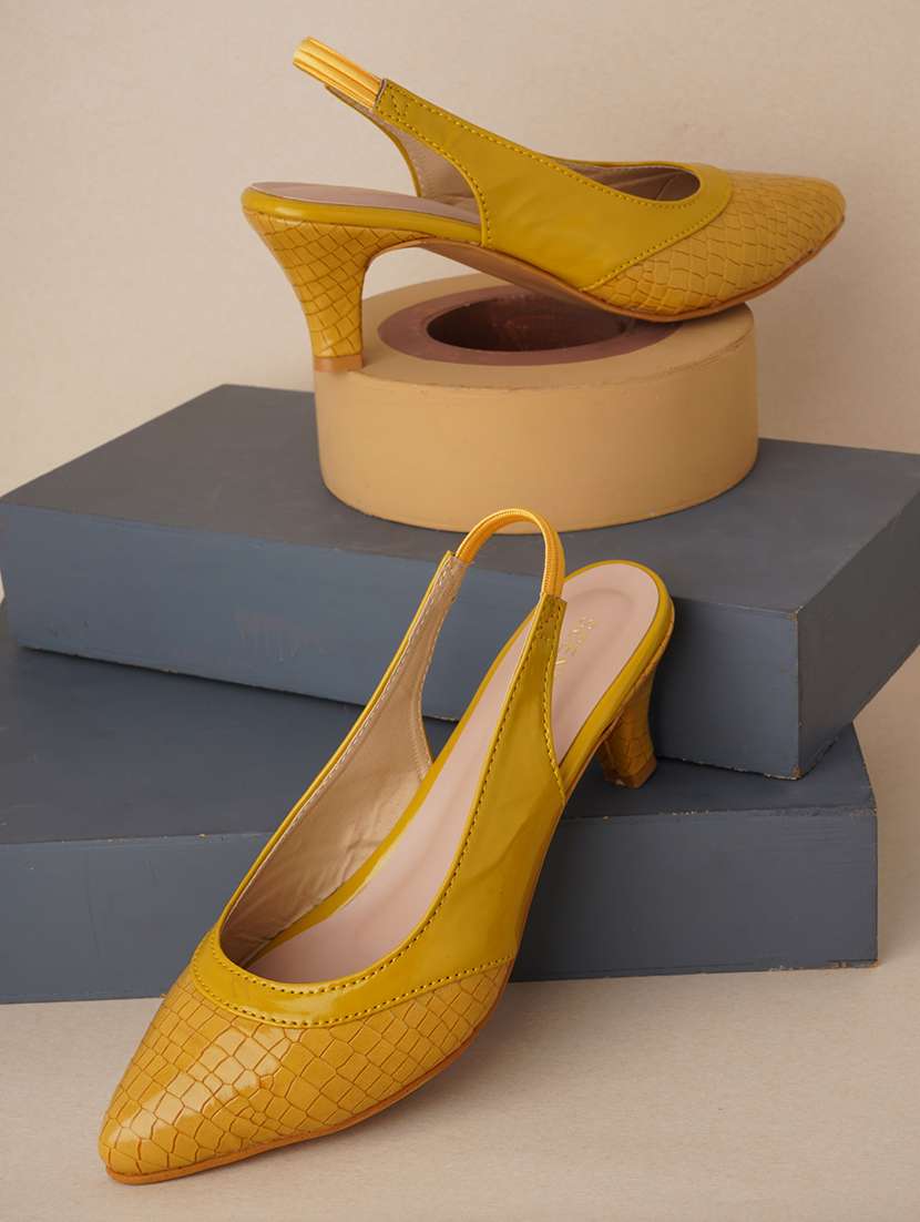 yellow textured pumps