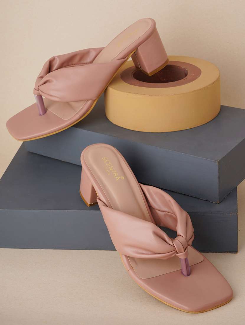 pink synthetic slip on sandals