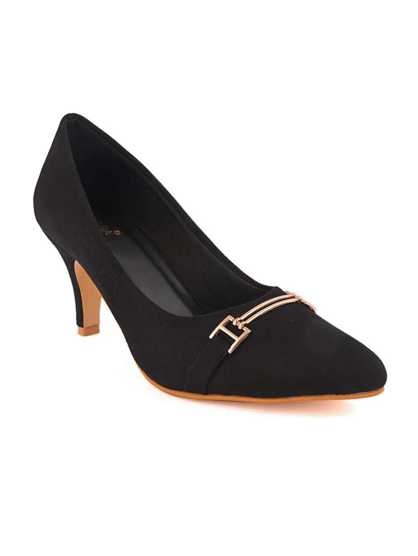 black suede slip on pumps