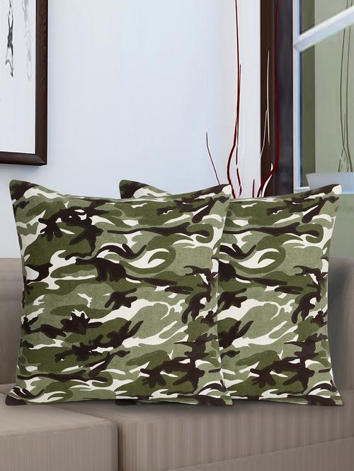 mezposh nomad green & multi cotton canvas camouflage print cushion cover (16"x16") (set of 2) - 18369309 -  Standard Image - 0