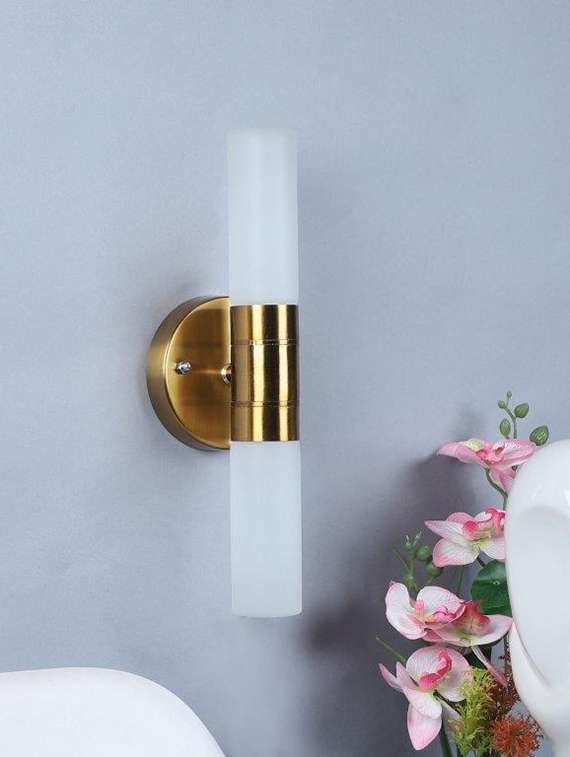 eliante gold iron base white acrylic shade wall light - px-10-2 - inbuilt led
