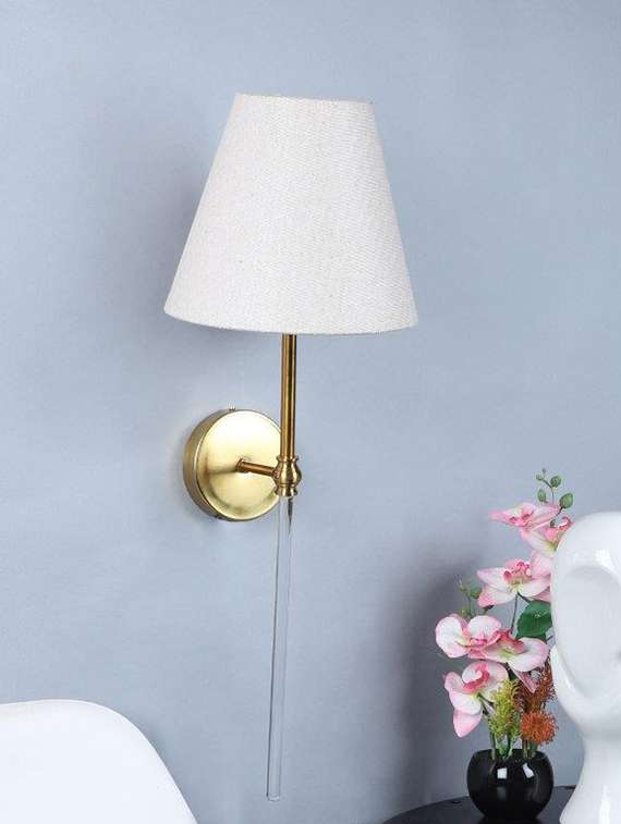 eliante gold iron base white fabric shade wall light - 9201-1w - without bulb