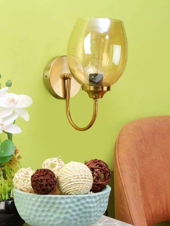 eliante gold e27 holder base gold white shade wall light - 3016-1w - without bulb