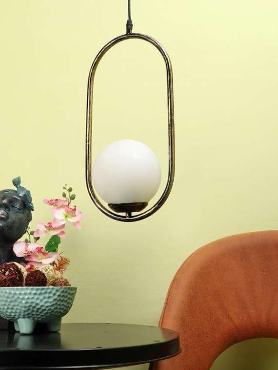 eliante antique gold iron base white white shade hanging light - 1517-1lp-ab - without bulb