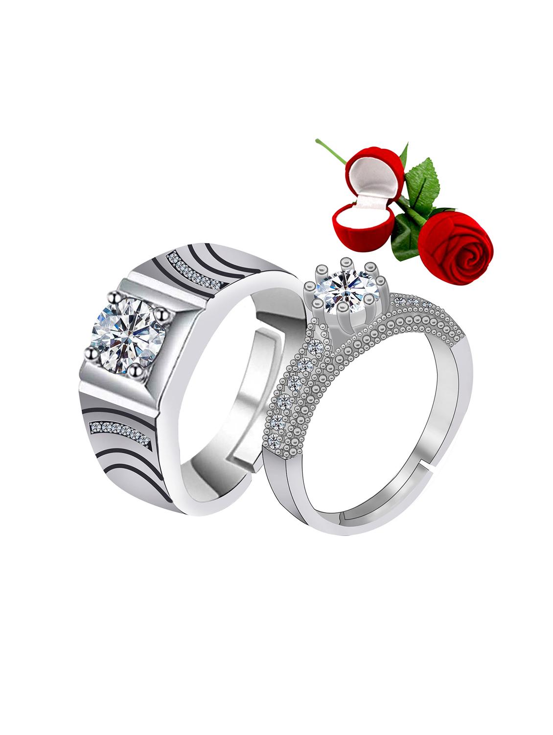 silver plated adjustable couple ring 