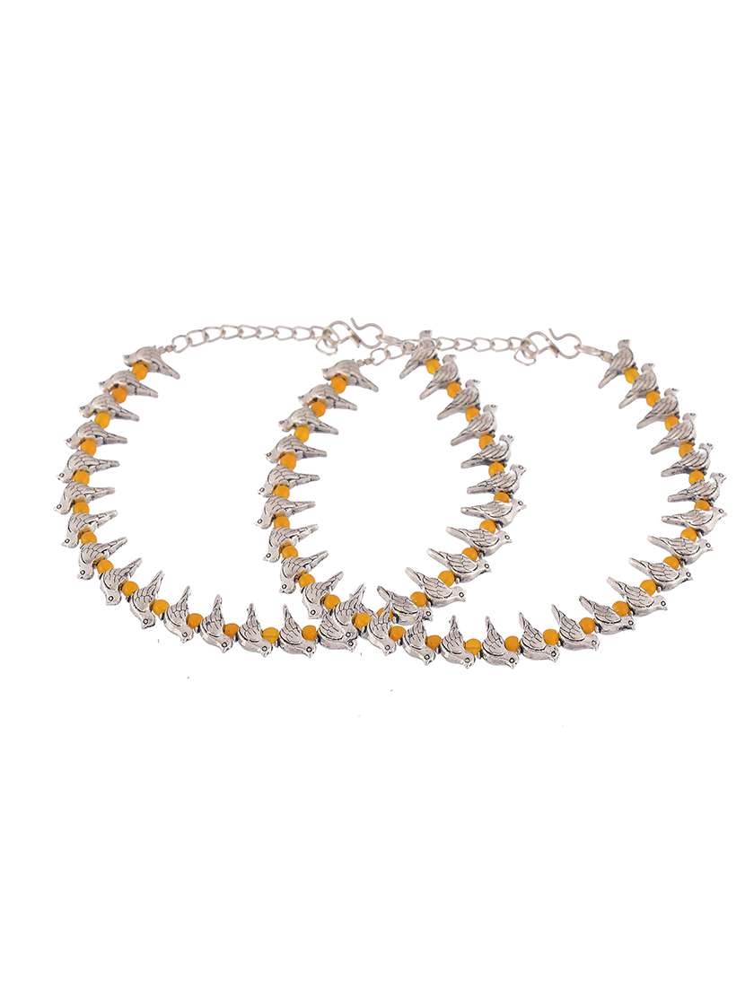 silver plated parrot beads anklet - 18369730 -  Standard Image - 2