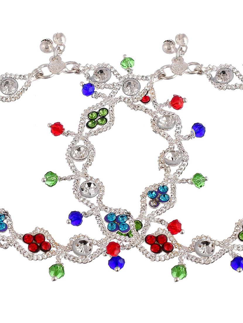 traditional silver plated layered anklet - 18369761 - Standard Image - 2