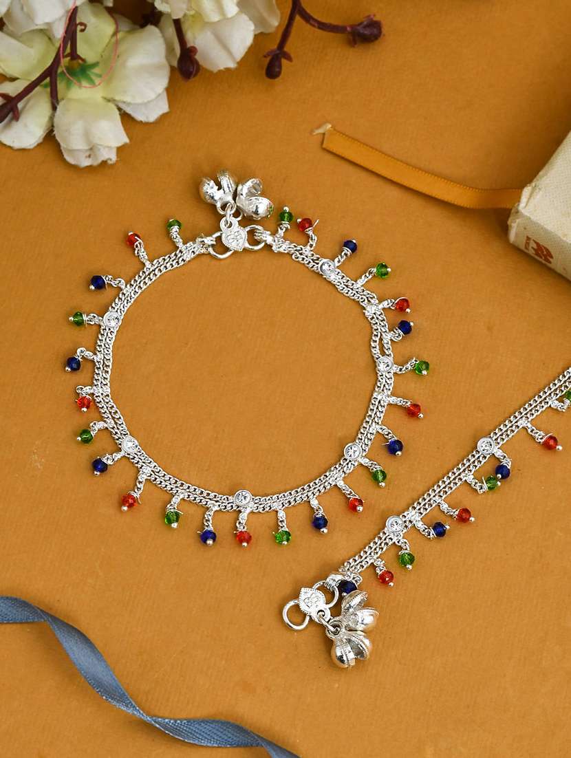 silver brass anklets and payal - 18369767 -  Zoom Image - 0