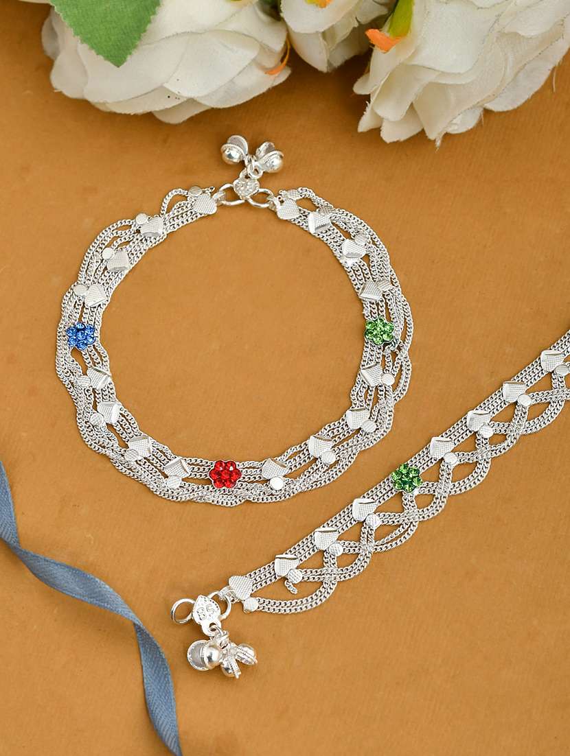 silver brass anklets and payal