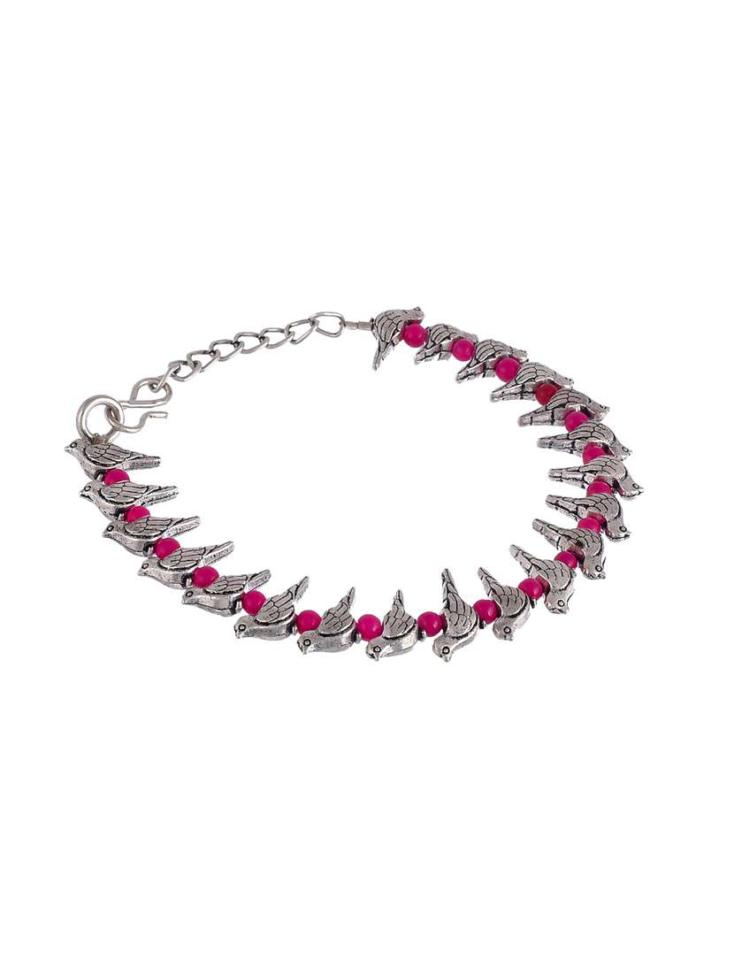 pink silver charm anklet - 18369868 -  Standard Image - 2