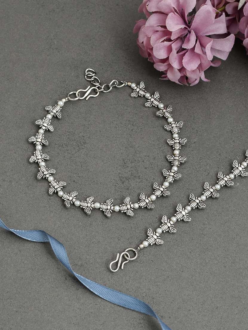 silver honeybee western anklets
