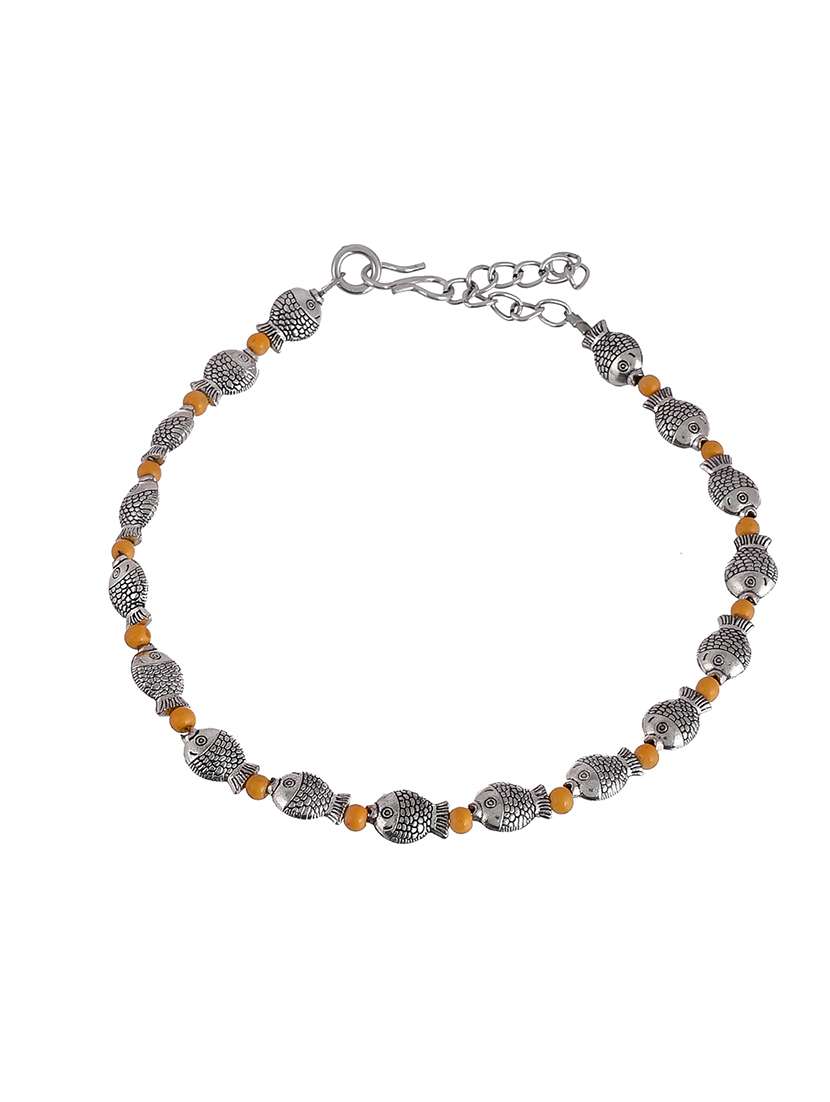 silver brass anklets and payal - 18369882 - Standard Image - 2