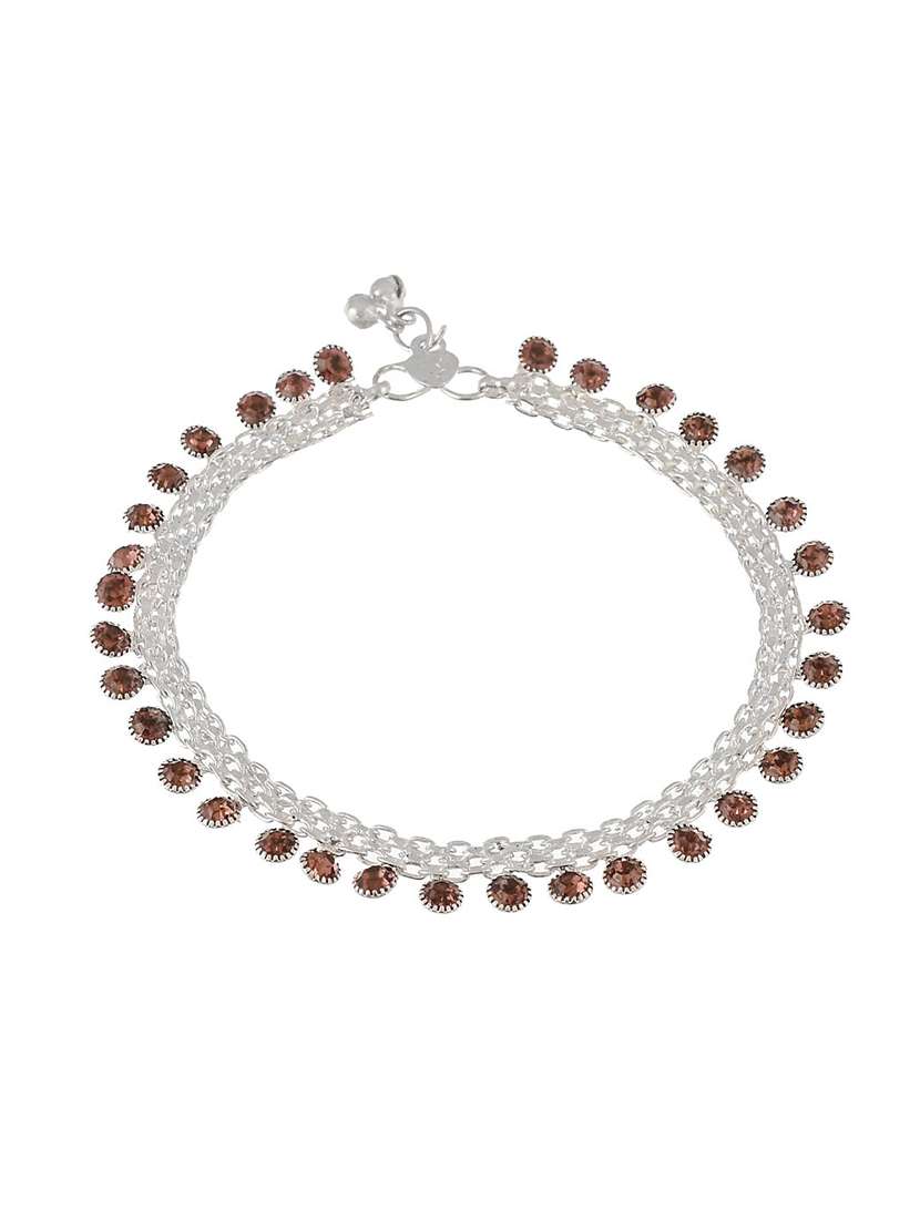 silver brass anklets and payal - 18369914 -  Standard Image - 2