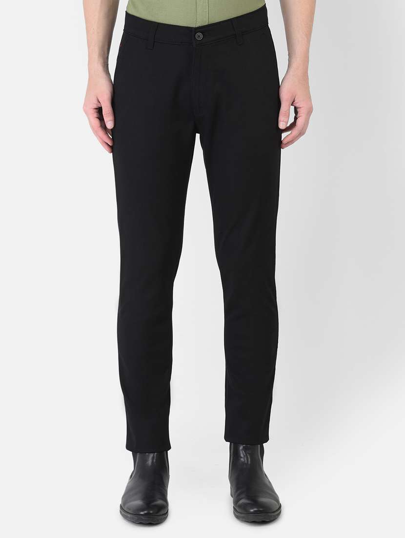 black solid casual trouser