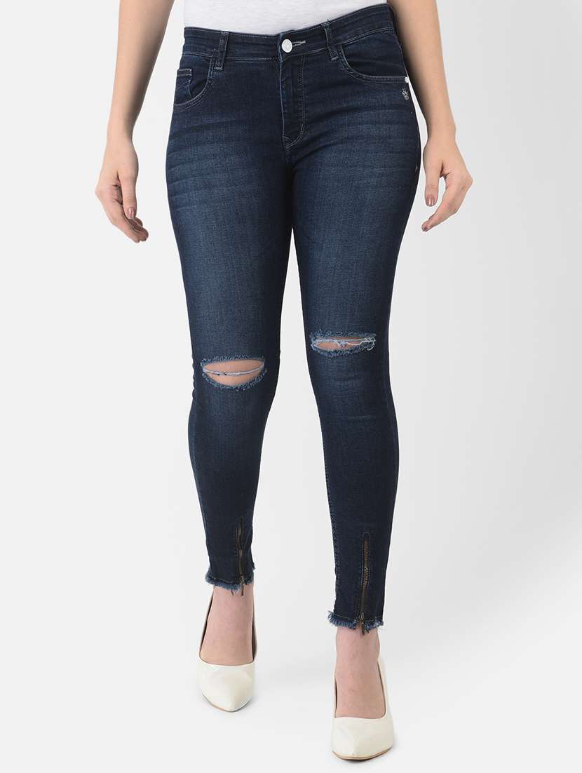 women's slash knee skinny fit jeans