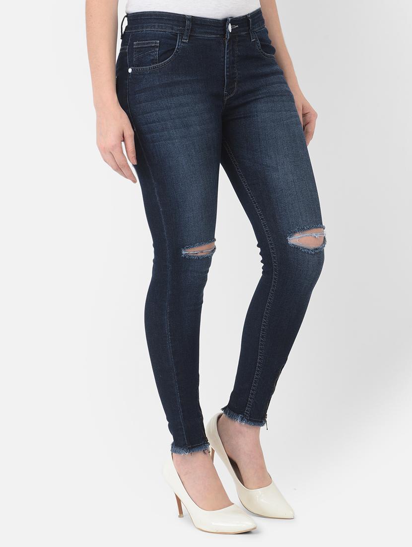 women's slash knee skinny fit jeans - 18370242 - Standard Image - 2