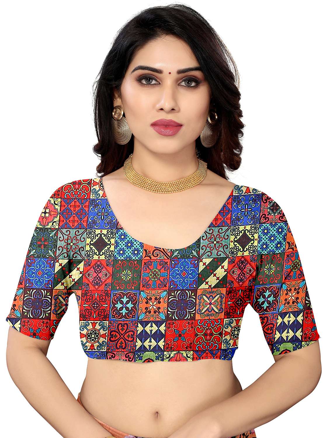 yellow cotton blend printed saree with blouse - 18370271 - Standard Image - 2