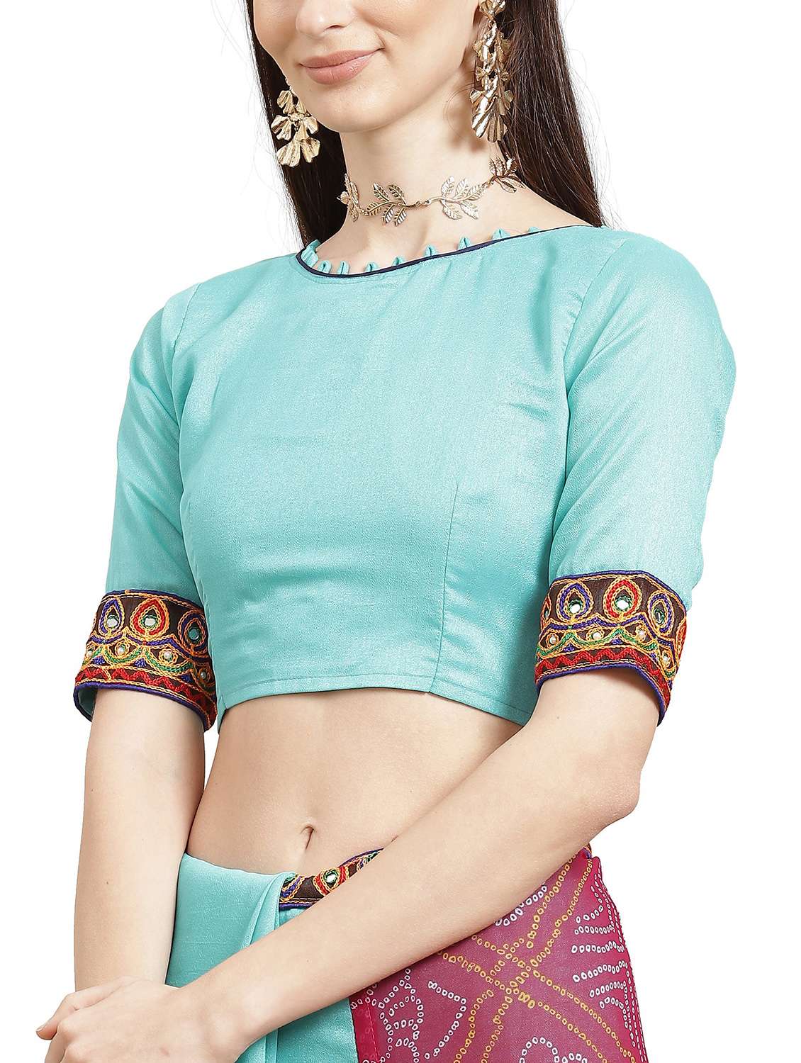 blue georgette half and half saree with blouse - 18370279 -  Standard Image - 2