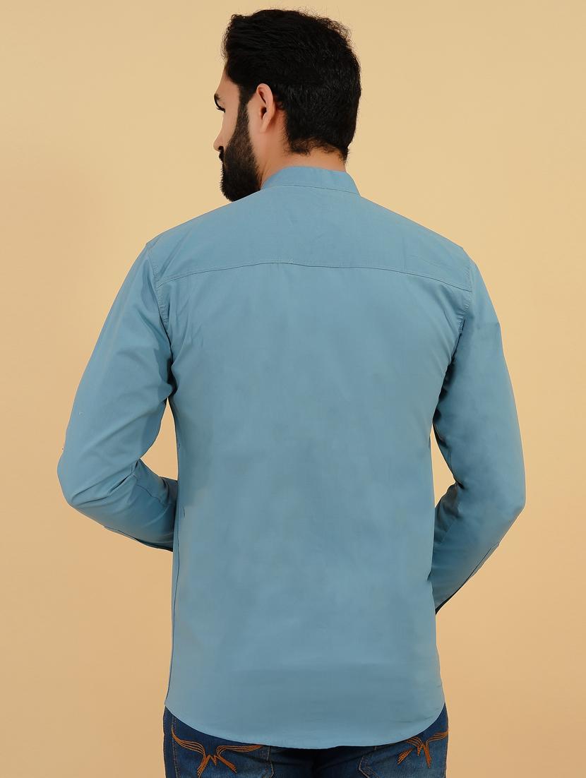 light blue solid casual shirt - 18370636 - Standard Image - 2