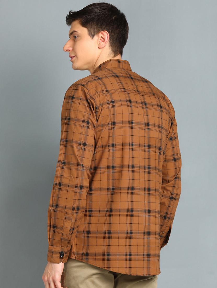 rust checkered casual shirt - 18370672 - Standard Image - 2