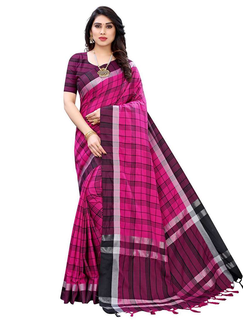 pink cotton saree with blouse