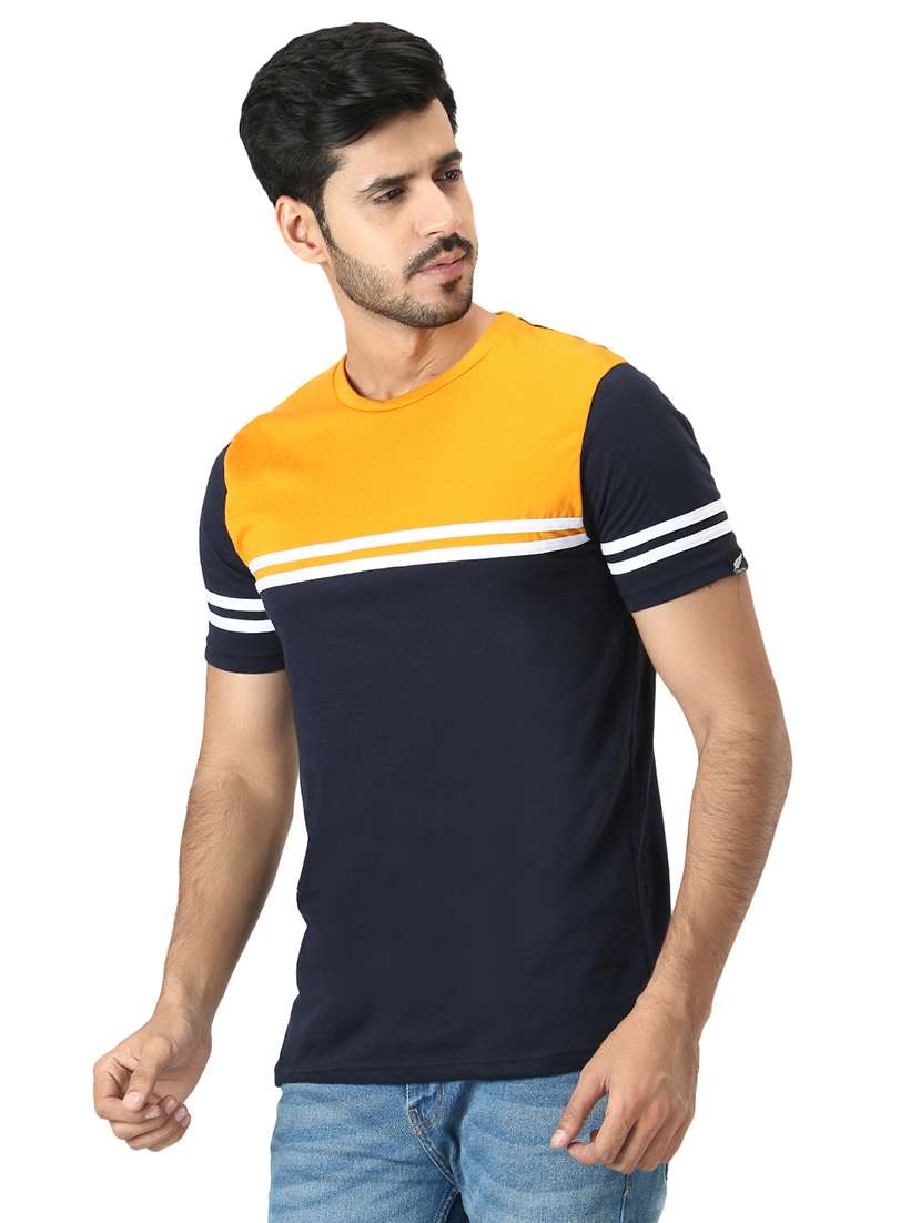 men color block round neck t-shirt