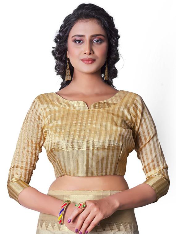 cream silk blend banarasi saree with blouse - 18370970 - Standard Image - 2