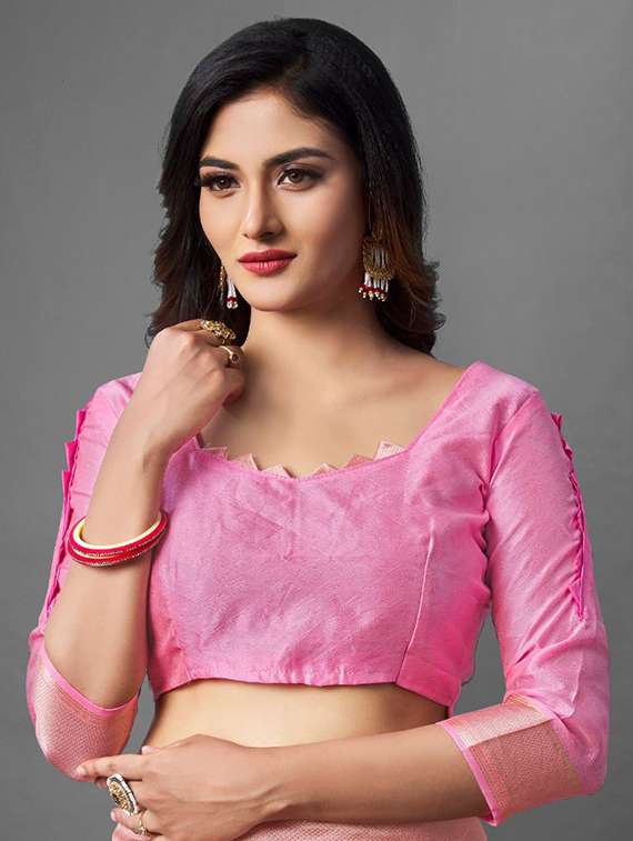 pink banarasi saree with blouse - 18370977 -  Standard Image - 2