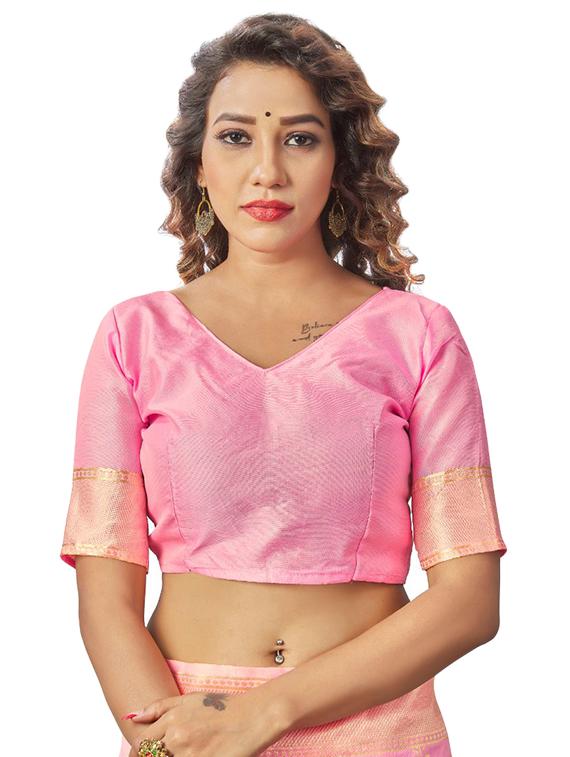 pink silk blend banarasi saree with blouse - 18370989 - Standard Image - 2