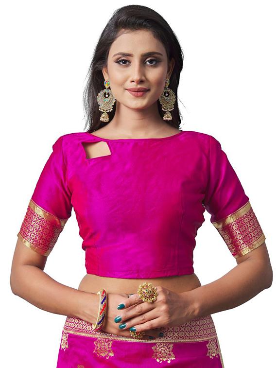 pink silk blend banarasi saree with blouse - 18370995 - Standard Image - 2