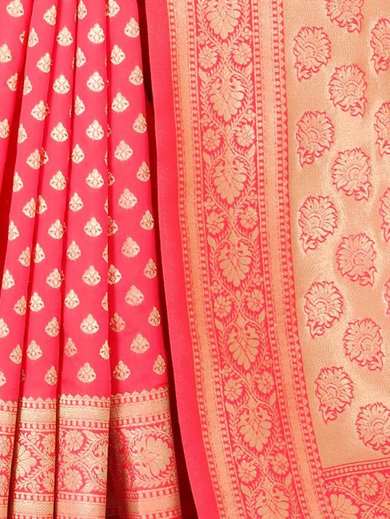 pink silk blend banarasi saree with blouse - 18371025 - Standard Image - 2