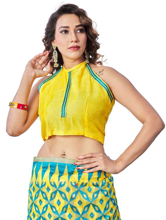 yellow printed saree - 18371045 -  Standard Image - 2