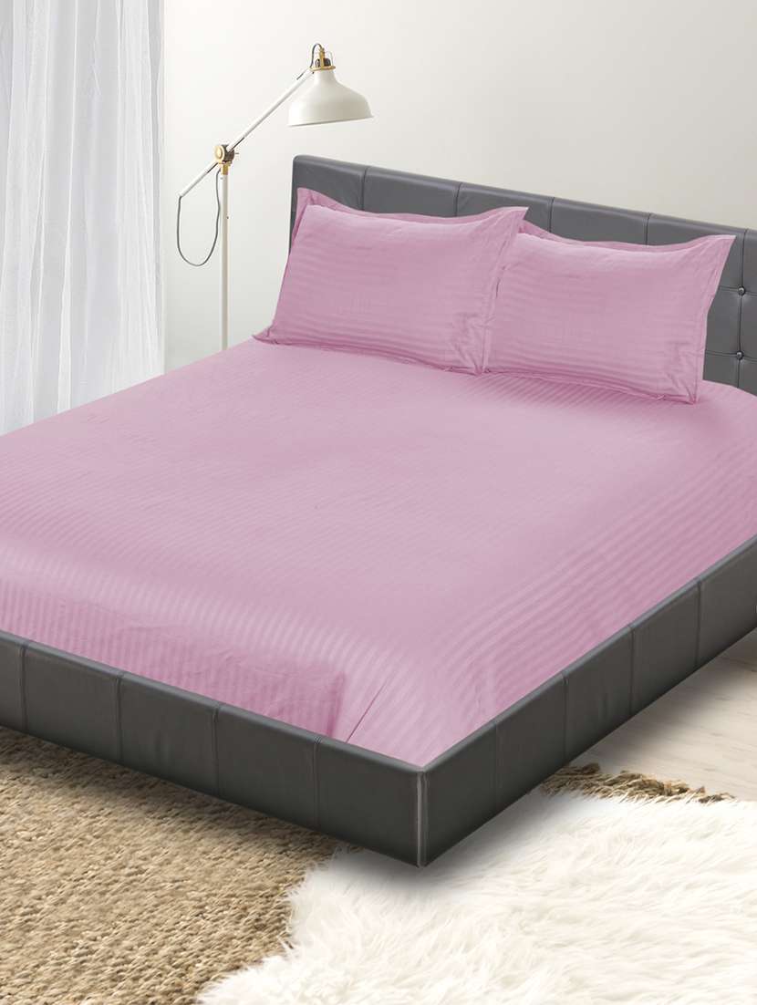 shahi decor pure cotton bedsheet 90x108 inches with 2 pillow covers 17x27 inches ( pink, machine washable )