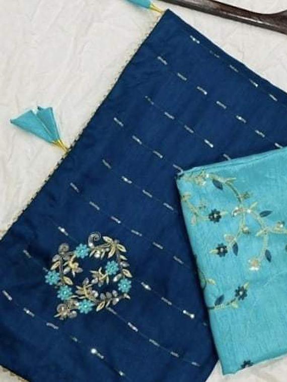 green embroidered saree - 18371119 - Standard Image - 2