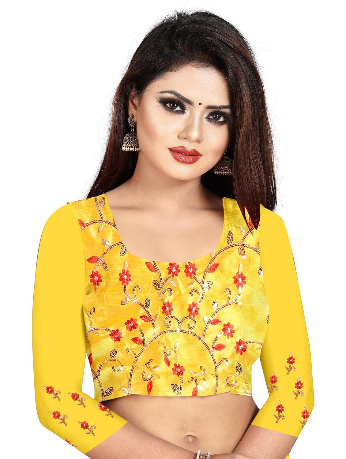 red embroidered saree with blouse - 18371123 - Standard Image - 2