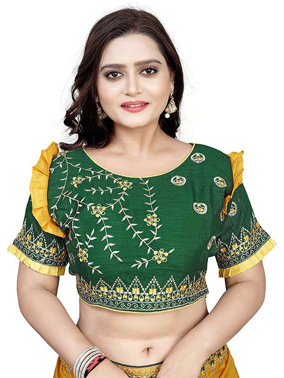 yellow bordered saree with blouse - 18371129 -  Standard Image - 2