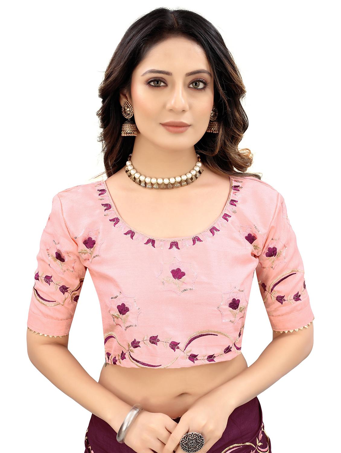 purple embroidered saree with blouse - 18371149 - Standard Image - 2