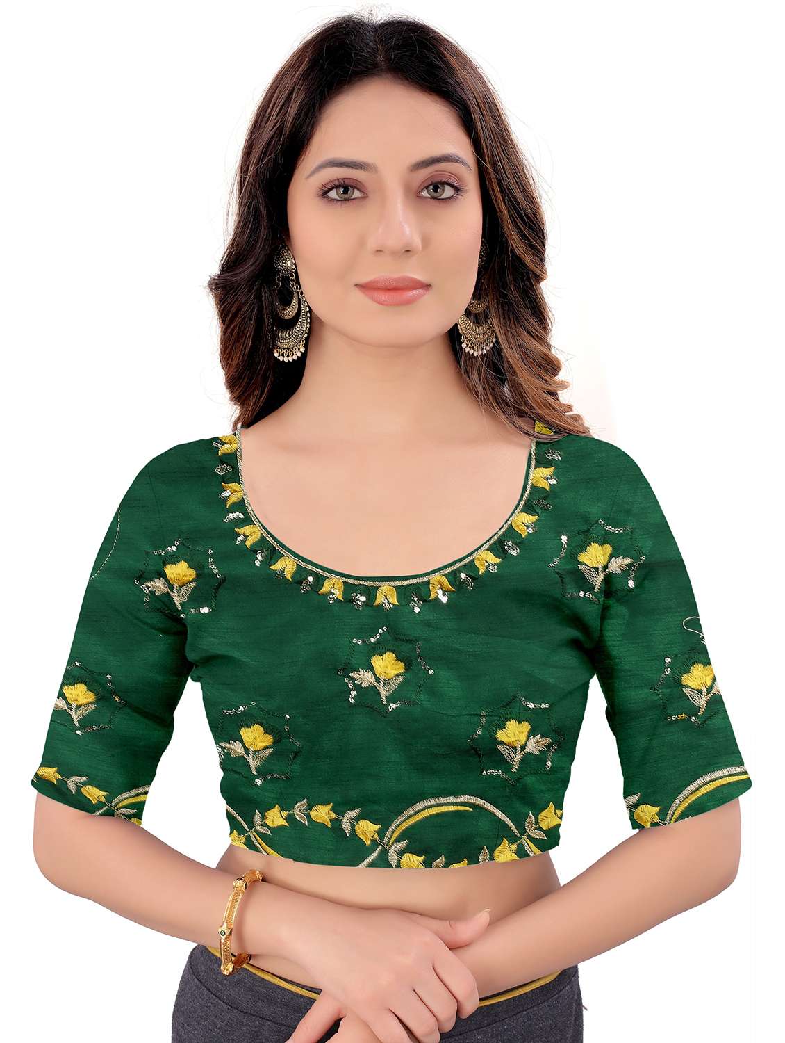 yellow embroidered saree with blouse - 18371150 -  Standard Image - 2