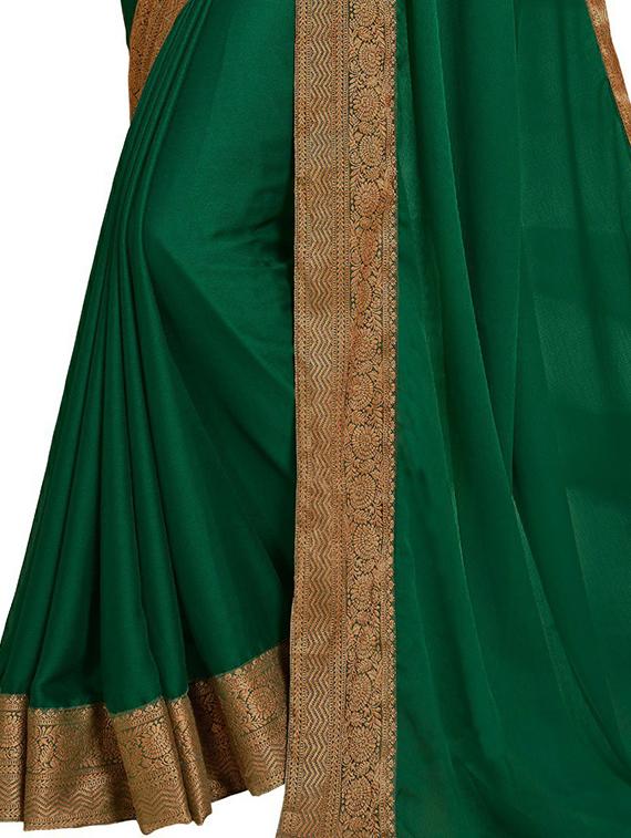 lace bordered solid saree with blouse - 18371425 - Standard Image - 2