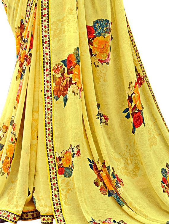 floral printed saree with blouse - 18371435 - Standard Image - 2