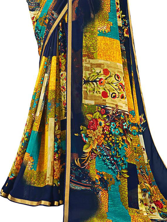 abstract printed saree with blouse - 18371451 - Standard Image - 2