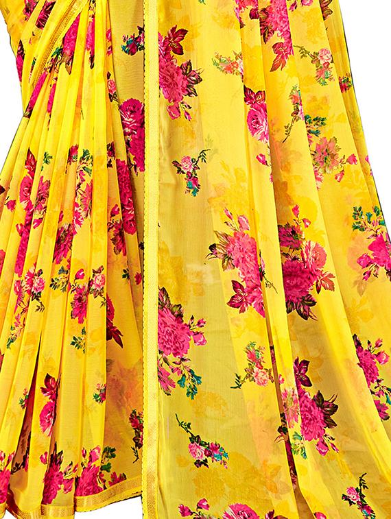 floral printed saree with blouse - 18371486 - Standard Image - 2
