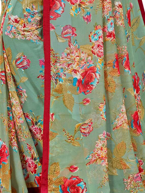 floral printed saree with blouse - 18371513 - Standard Image - 2