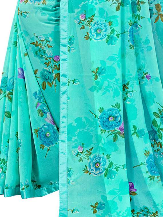floral printed saree with blouse - 18371514 - Standard Image - 2