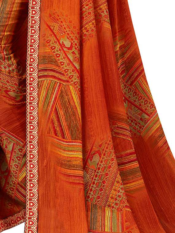 abstract printed saree with blouse - 18371519 -  Standard Image - 2